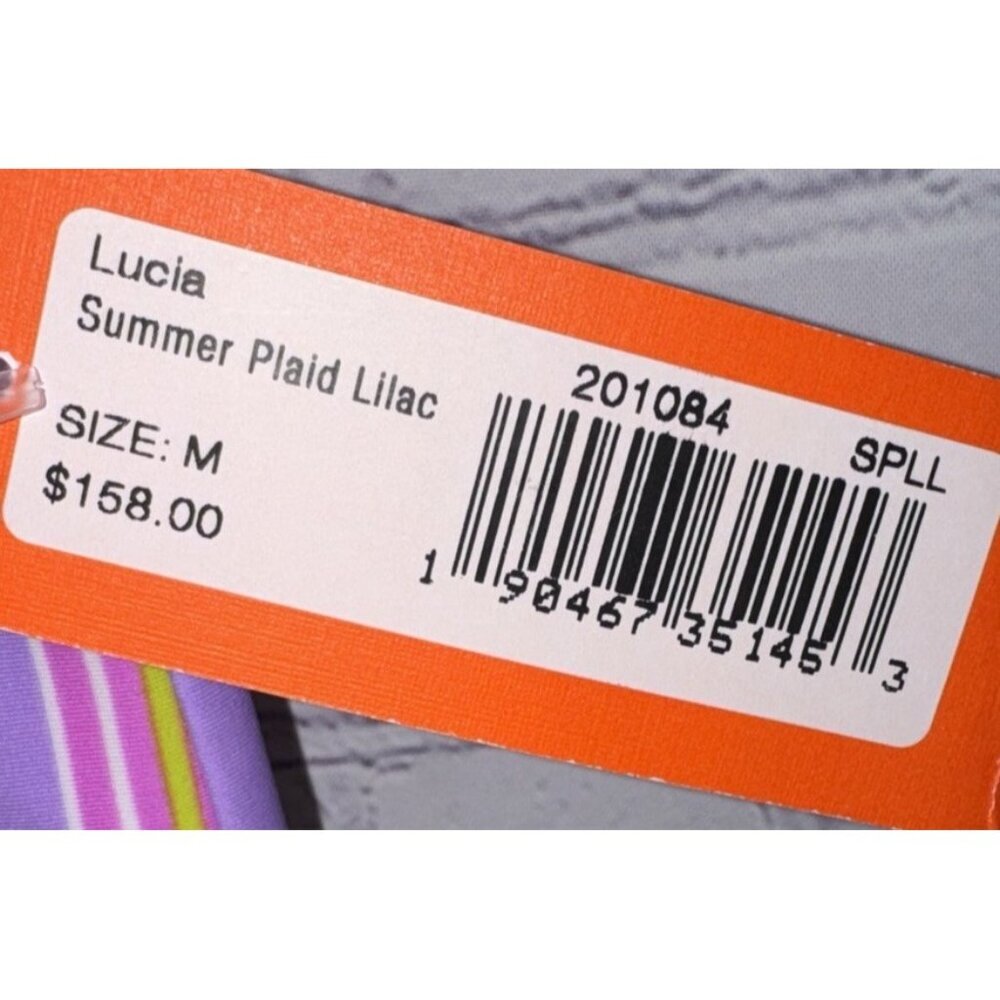 NWT JUDE CONNALLY Women's Lucia Pant Leggings Summer Plaid Lilac Medium $158. - Picture 4 of 8
